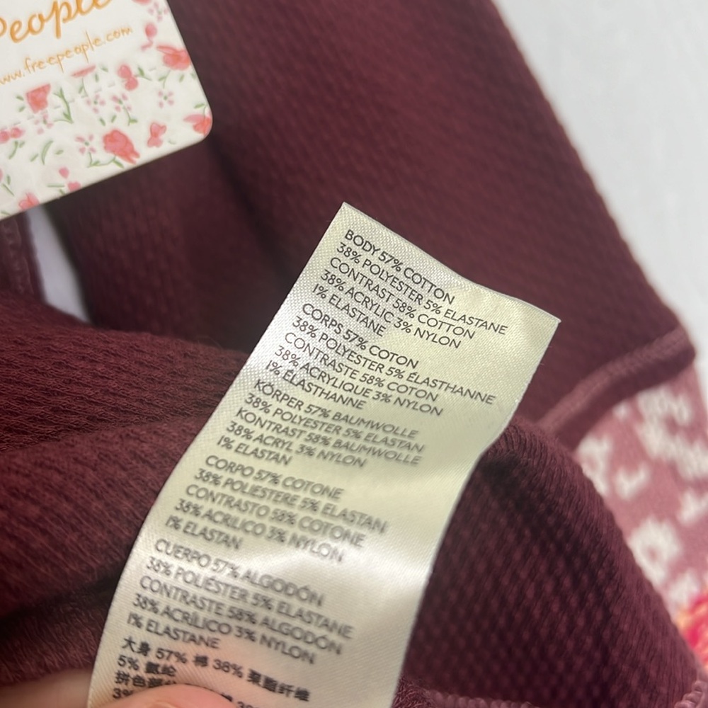 Free People - NWT In The Mix Rio Vino Thermal Long Sleeve Fun Top Size Medium - Picture 11 of 12